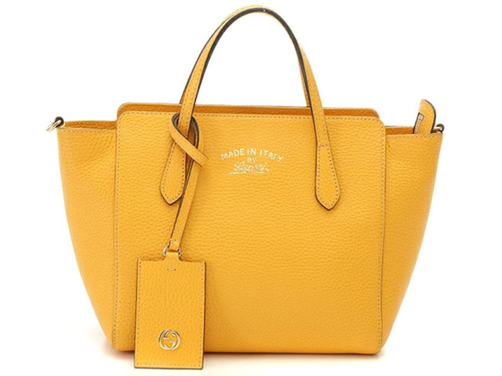 Gucci Swing Tote Bag Calfskin Yellow